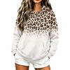 Women's Casual Gradient Leopard Print Hoodie Pullover Sweatshirt Long Sleeve Top for Fall and Winter