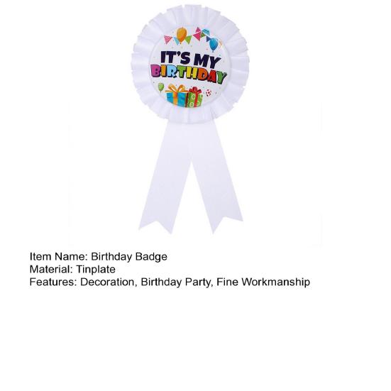 Emblema de aniversário adorável criativo delicado padrão folha de flandres é meu broche de aniversário alfinete suprimentos para casa