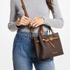 Michael Kors MK Emilia Commuter Logo Color Block Zipper Coated Canvas Shoulder Crossbody Tote Bag Small Women Bags Acorn-Brown 35H0GU5S1B-BROWN