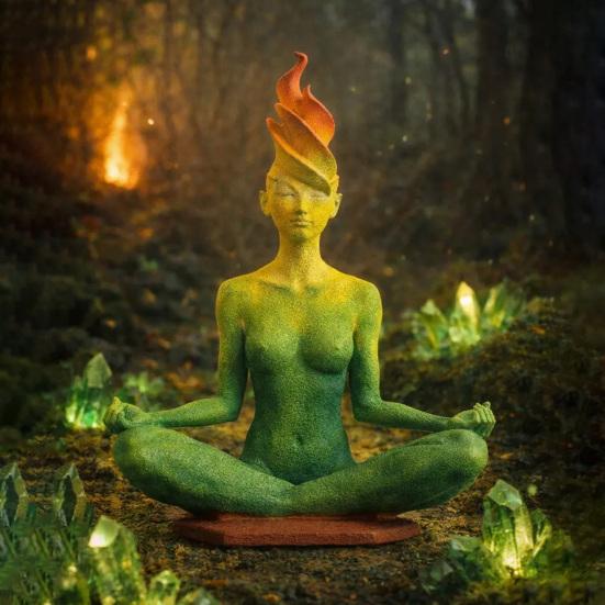 Meditierende Göttinnenstatue 3D-gedruckte sitzende Naturgöttin Skulptur Spirituelle Figur für Haus Zimmer Garten Dekoration