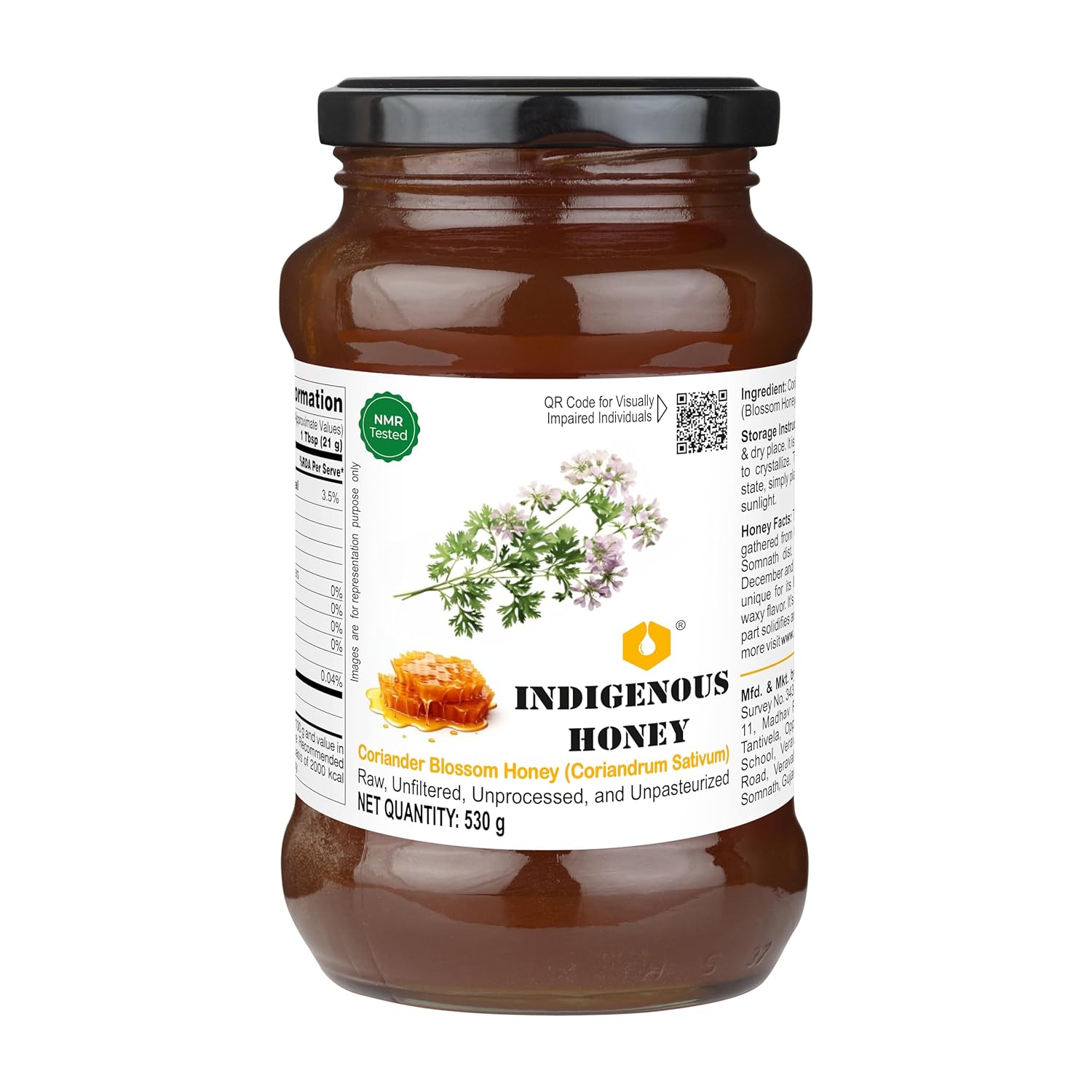 

МІСЦЕВИЙ МЕД Сирий Чистий Мед Натуральний Органічний Необроблений Без Доданого Цукру Перевірений ЯМР Непастеризований Непідігрітий 530g Glass Jar Pack of 1