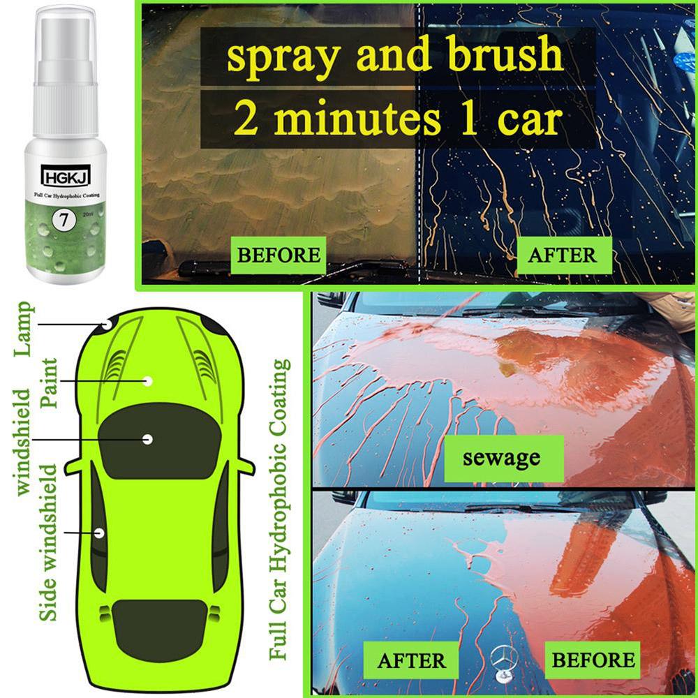 HVIERO-7 20ml-100ml Water Car Cleaning Paint Cleaner Polishes Hydrophobic Rain Spray Auto Windshield Glass Repellent Nano Coating