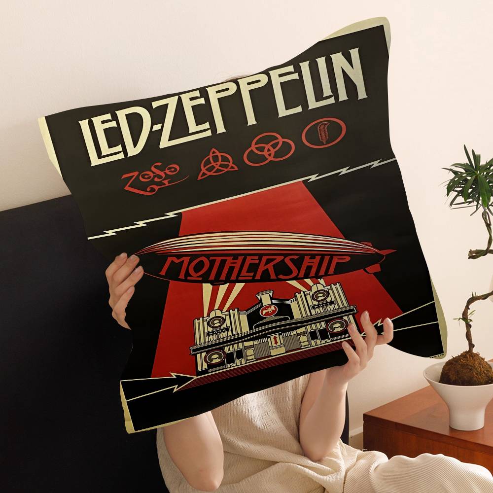 Band L-Led Z-Zeppelin Kissenbezüge Cartoon Sofa Dekoratives Zuhause Zweiseitiger Druck Kurzer Plüsch Niedlicher Kissenbezug