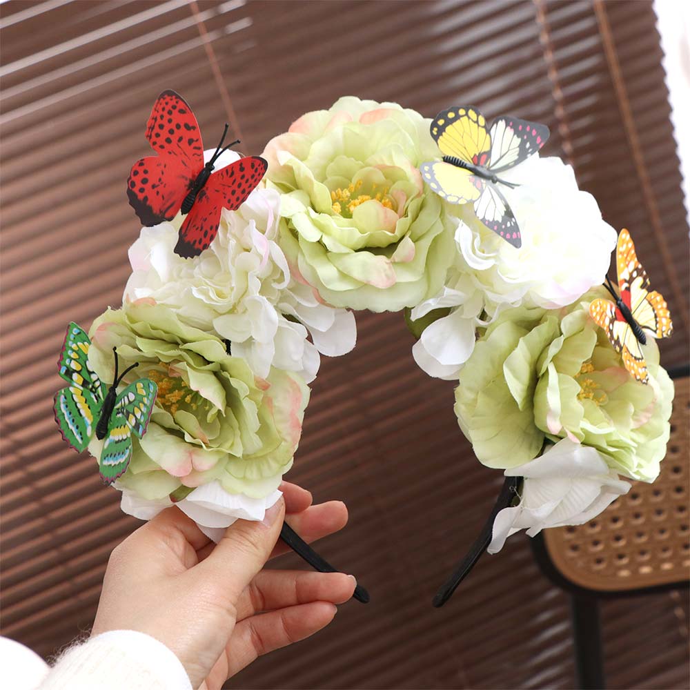 Butterfly Headdress Floral Crown Hair Hoop Cosplay Fairy Headband  Bride Hair Accessorie