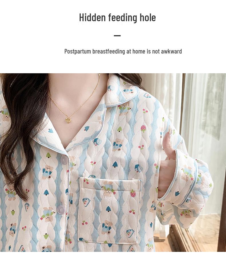 Air Cotton Maternity Pajama Set: Spring & Autumn Nursing and Postpartum Wear for Women