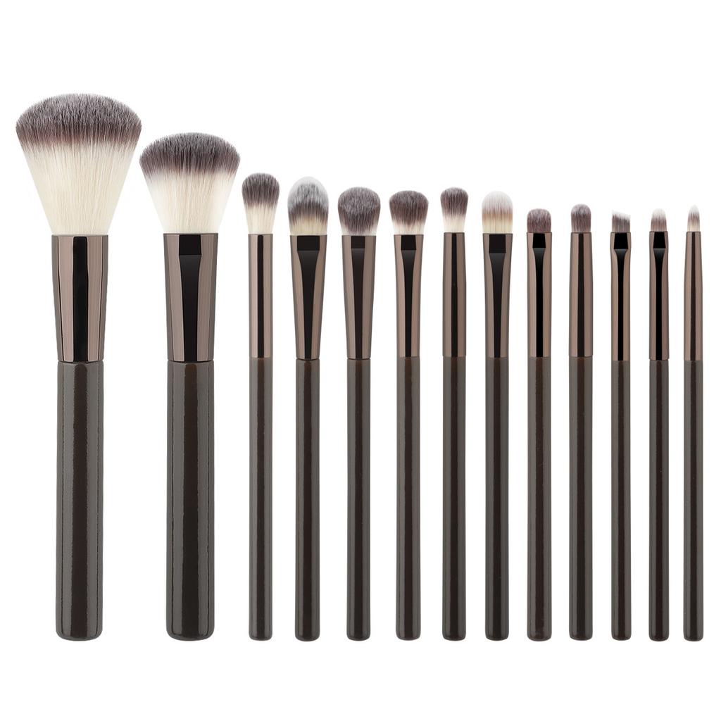 13 Coffee Makeup Brush Sets, Soft-bristled Concealer Brush, Lip Brush, Eyeshadow Brush, Loose Powder Brush, Detail Brush, Makeup Tool.