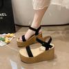 Korean Version of Sandals Female Summer Fairy Style High Heel Wedge Heel Muffin Thick Sole Word with Roman Shoes Female