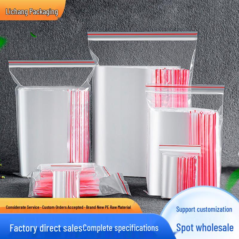 

Transparent, Thickened, Food-Grade, Self-Sealing Plastic Bags for Heat-Sealing and Packaging Model 0: 4x6cm, 5 silk red edge, 100 pcs