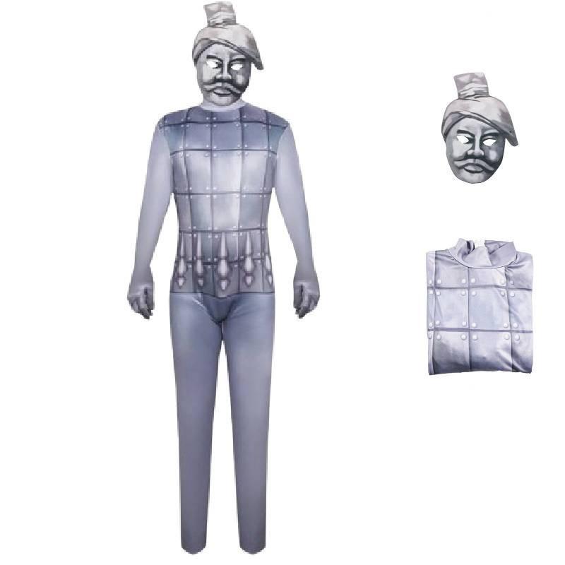 Exquisite Terracotta Warriors Cosplay Set For Halloween Stage Performance Silver Adult,S