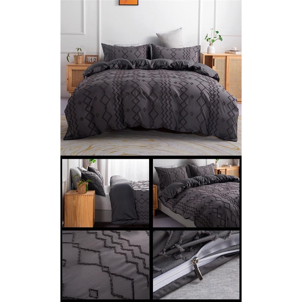 Schnittblumen-Bettwäscheset, 3-teilig, getufteter Bettbezug, Kissenbezug, einfacher Bettbezug