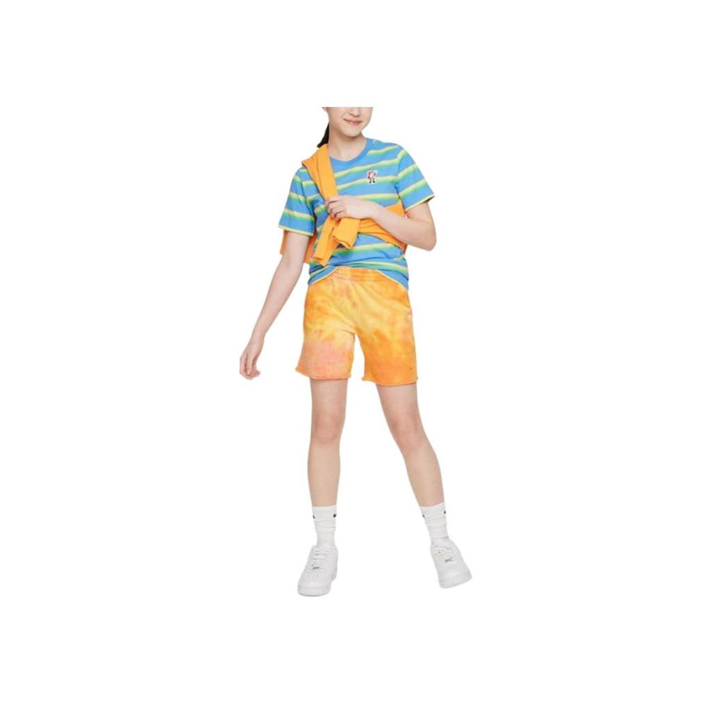 Nike Striped Color Block Round Neck Short Sleeve T-Shirt Kids Tops University-Blue FD0843-412
