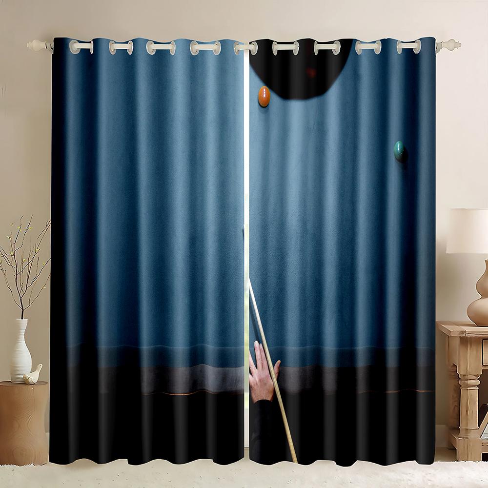 Kolorowe kule bilardowe 3D Konkursowa gra rozrywkowa Zasłony do salonu Sypialni Dekoracja Zasłona zaciemniająca Draperia 2 SZT.