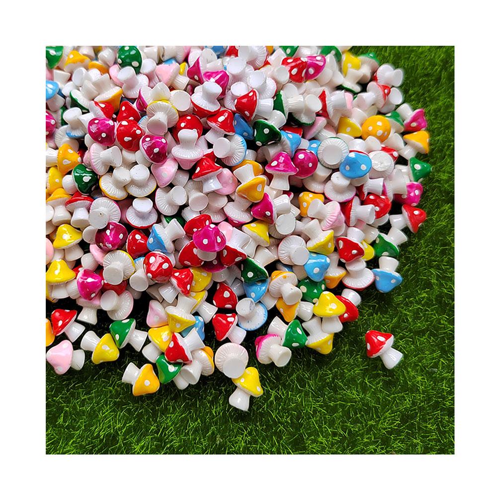 Fairy Garden Mushroom Resin Miniature Figurines Mini Jewelry Beads Doll House Toys Key Chain Phone DIY Ornament