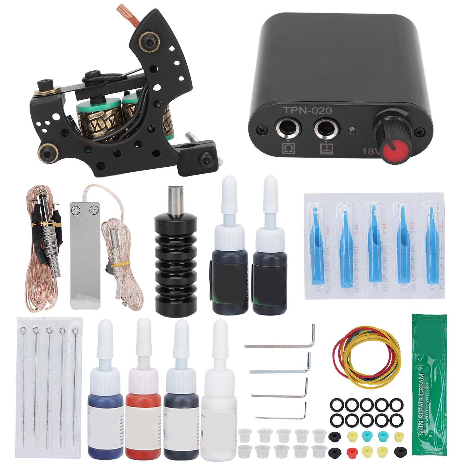 

Полный комплект тату-машинки Профессиональный комплект тату-машинки с катушками Тату-машинка 6 чернил Блок питания US Plug