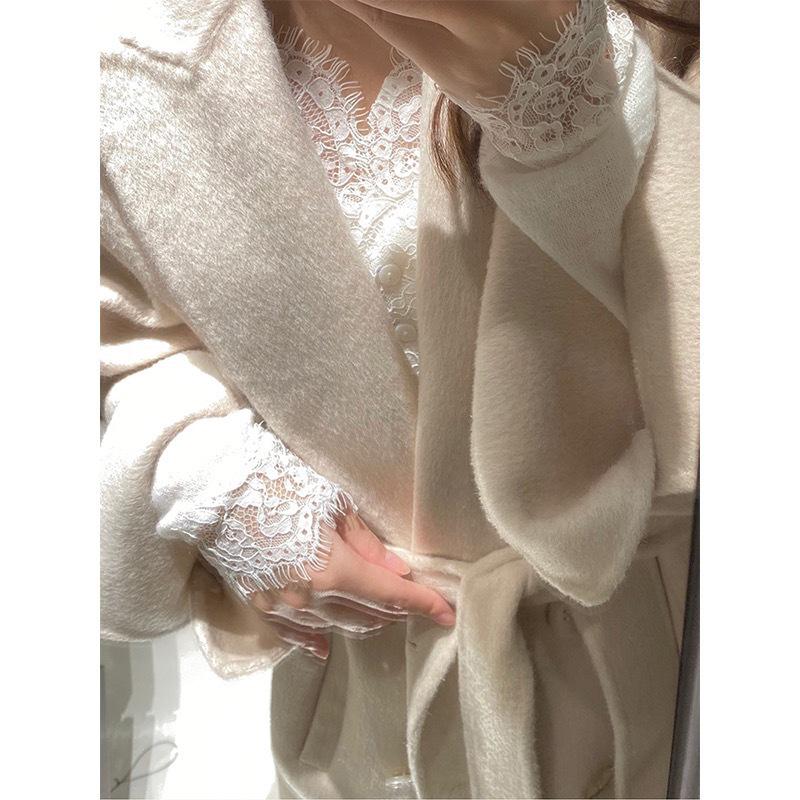 2026 Spring Women's White Lace Mesh Layered Shirt – French Chic Style