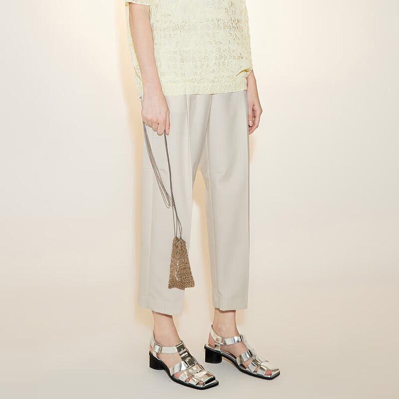 LESS Women's 2023 Autumn Loose Tapered Cropped Trousers