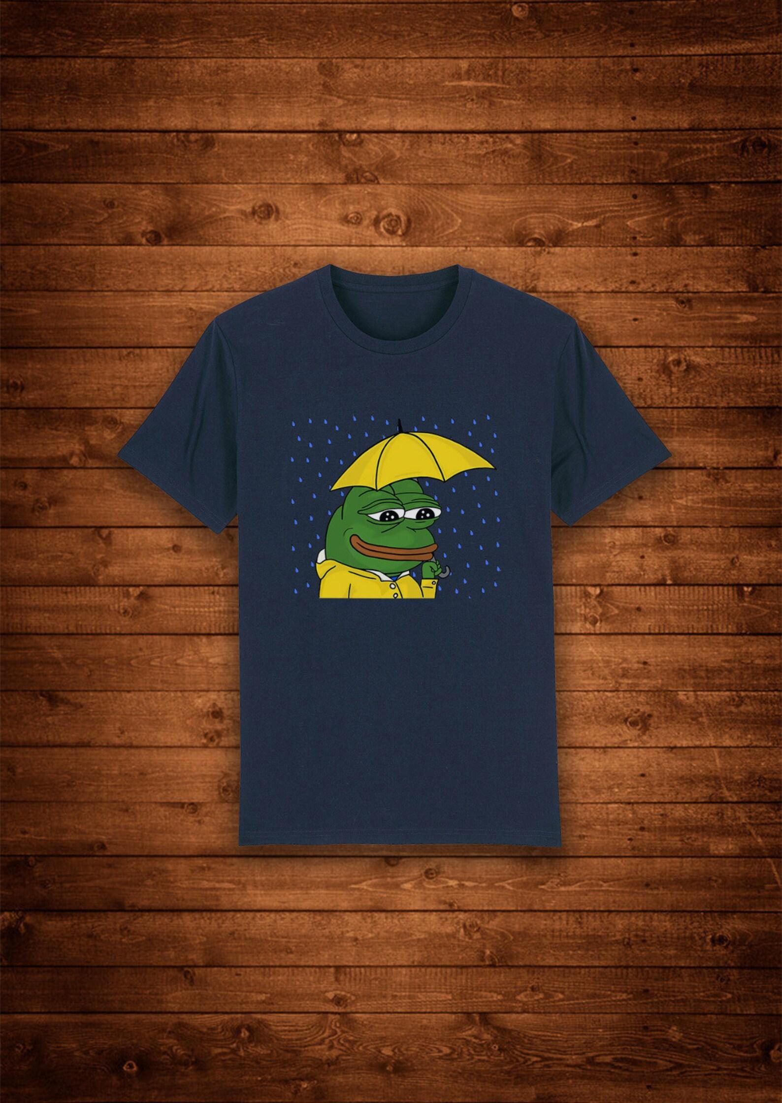 Feels rain man Pepe The Frog Meme / T shirt Unique Design Street Wear Art Urban Graphic Tees Top XL