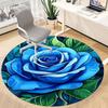 1pc Blue Rose Office Round Area Rug, Indoor Mat Suitable ForOffice, Under Office Chairs Bedroom Living Room Home Decor, Room Deco  D095