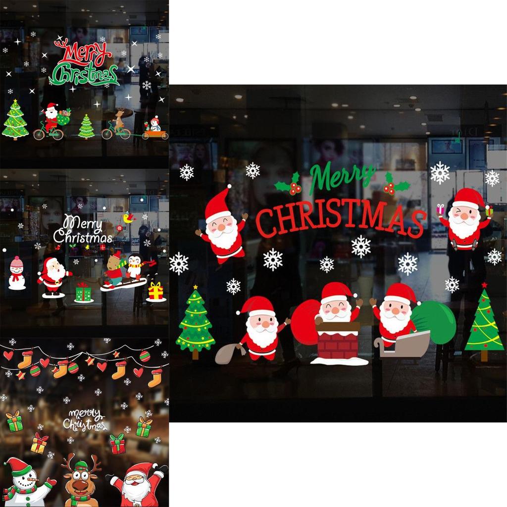Colorful Pvc Christmas Wall Stickers With Santa Claus For Cheerful Holiday Decor