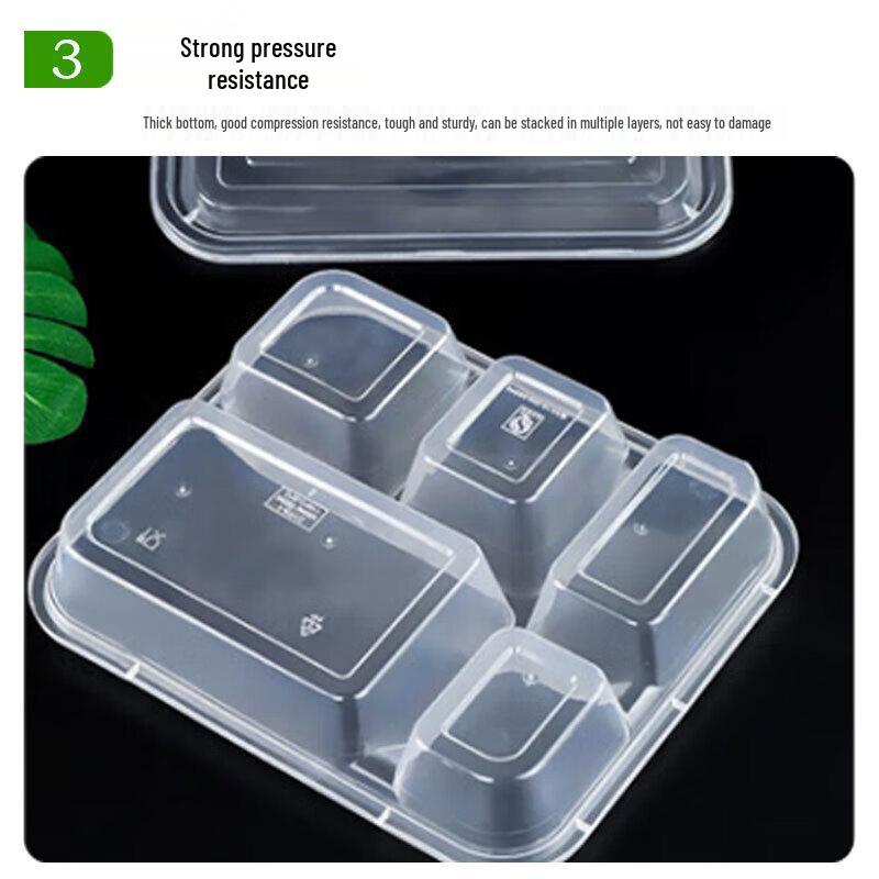 WS 5-Compartment Disposable Food Containers with Lids