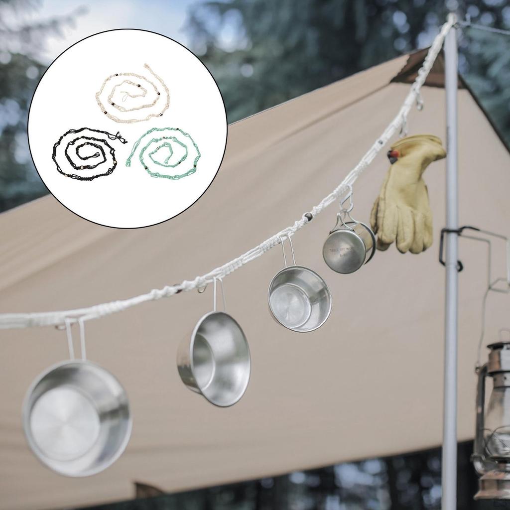 Camp Storage Rope Hanging His Camping Equipment From , Horizontal Organizer