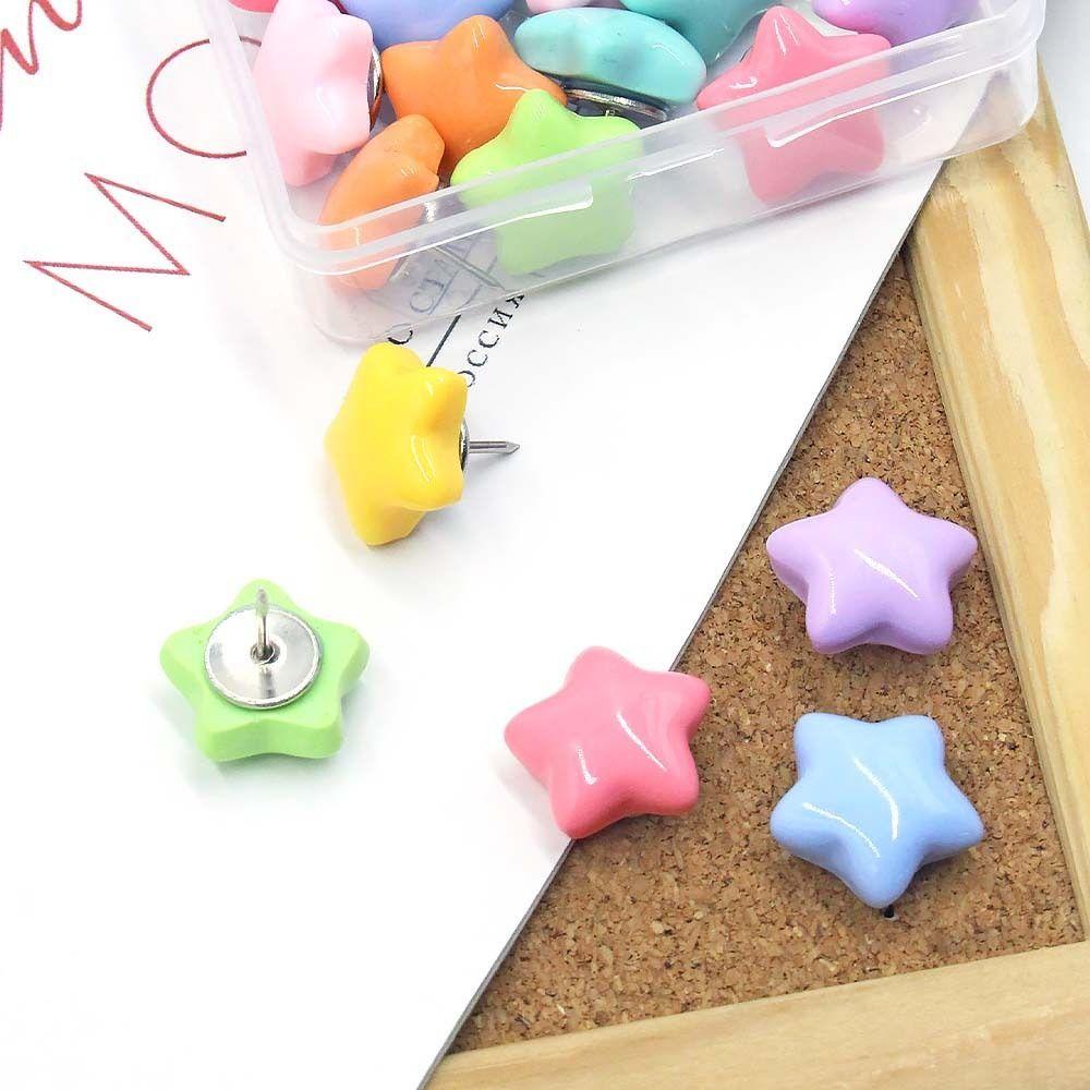 20/50Pcs DIY Star Shape Pushpins Macaron Blackboard Push Pins Portable Decorative Studs Corkboard