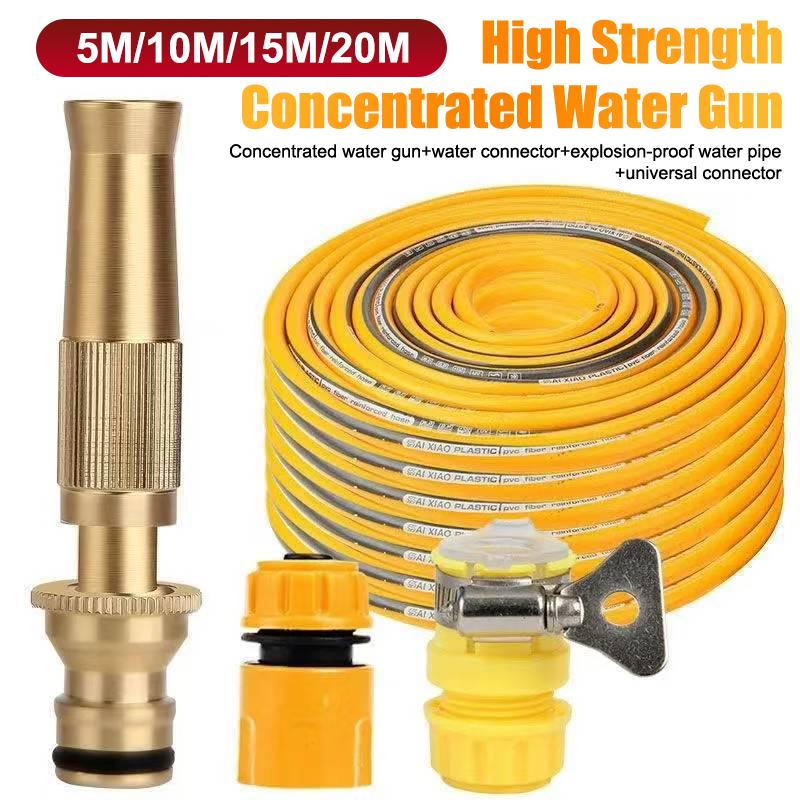 High-Pressure Brass Water Hose Garden Hose Nozzle Watering Hose Sprayer Flower Watering Garden Car Wash Tool Long Handle Spray