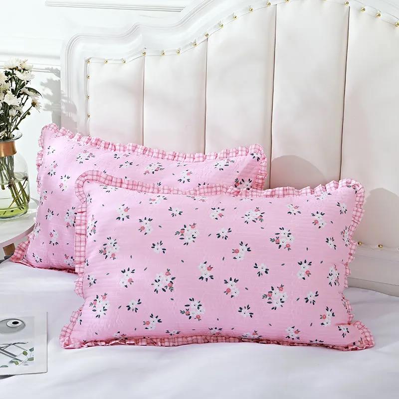 2 Pillowcases Household Pure Washed Cotton Four Seasons Quilted Pillowcase Single and Double Quilted Thickened High-end Pillowcase
