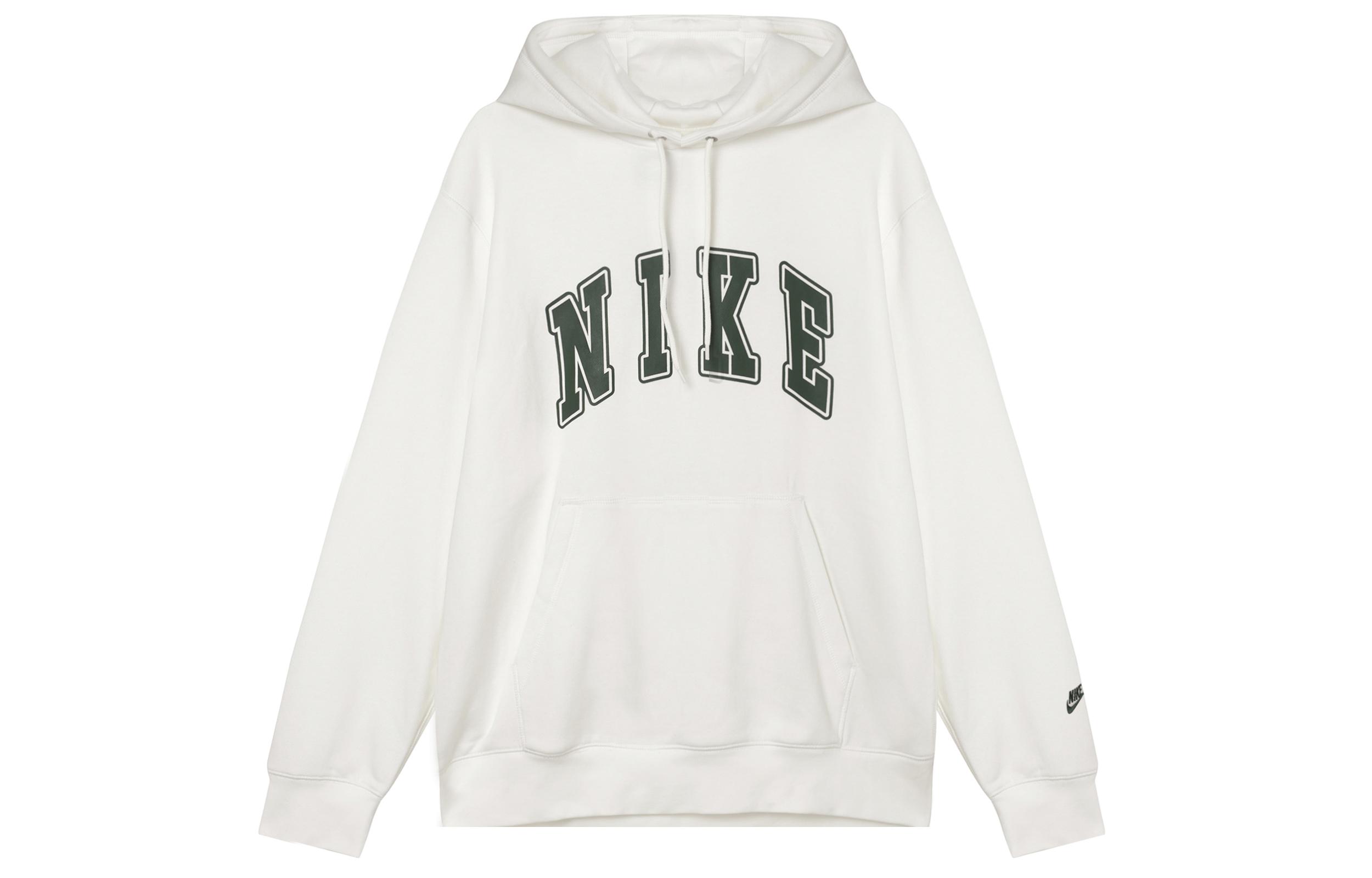 Nike Club Versatile Casual Fleece Lined Pullover Hooded Sweatshirt Men s Sail White/Fir Green FZ0872-133 L