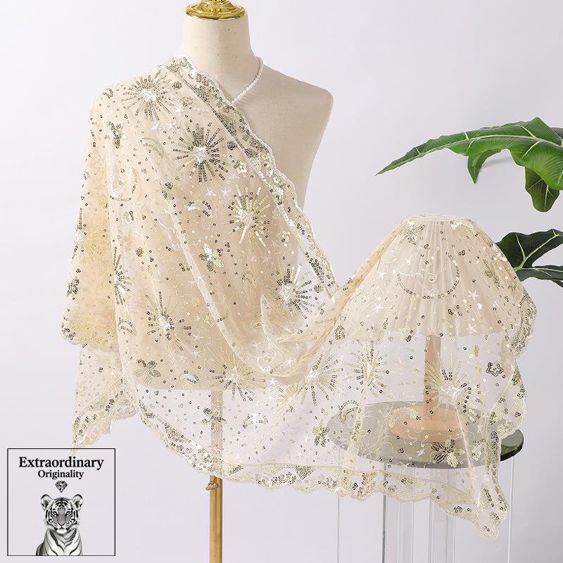Многофункциональный шарф-палантин, вечерний вышитый шарф, универсальный накидка, юбка, верхняя одежда, платье, верхняя одежда бежевый