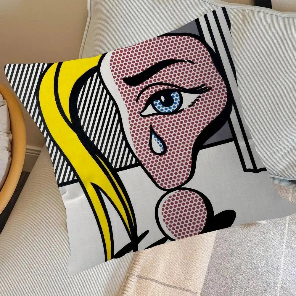 1 Pc Pop Art Comic Girl Cushion Cover Retro Abstract Throw Pillow Case For Sofa Living Room Cafe Decor Colorful Pillowcases