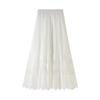 Korean Version of The High-waist Lace Stitching Mesh Skirt Women's Pleated Skirt A-line Mid-length Skirts