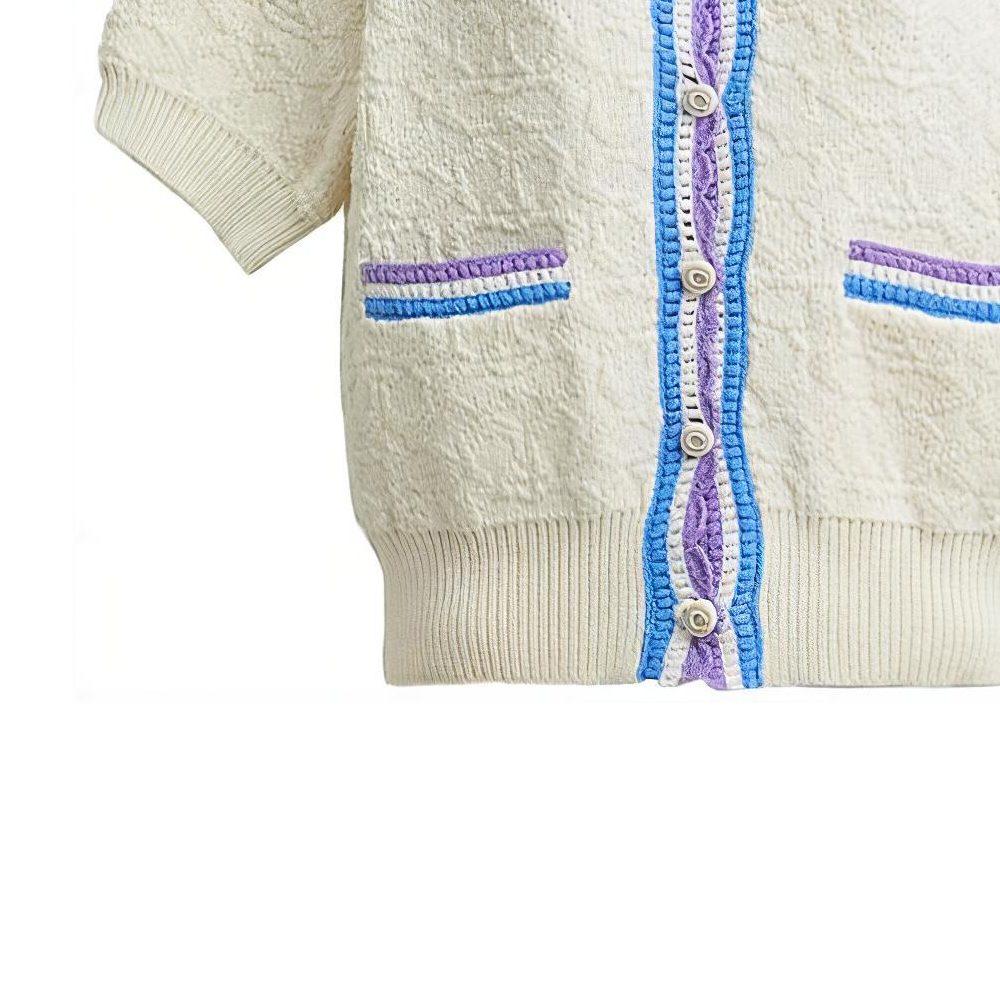 Coach Knitwear Women's Ecru Crew Neck Moderate Cardigan CJ400-VMI