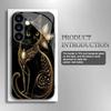 Fashionable Black Cat Tempered Glass Phone Case Suitable for Samsung Galaxy S26 S25 S24 S22 S21 S20 FE/Ultra/Plus Shockproof