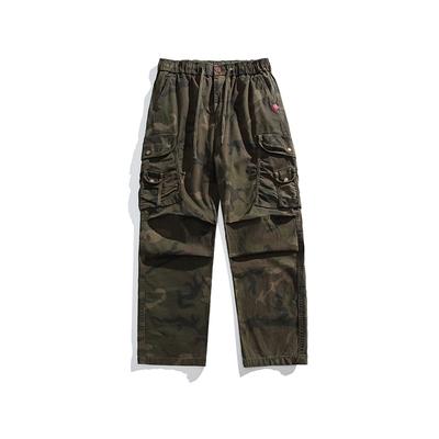 Retro Men's Camouflage Overalls Men's High-end Loose Straight Pants Trendy Brand Sports Trousers Men's Trousers