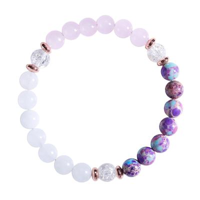 Festive Gifts Light Pink White Stone Purple Blue Speckle Stone Crackle Crystal Beaded Bracelet Sweet Fashion Jewelry For Women Daily Wear Gift