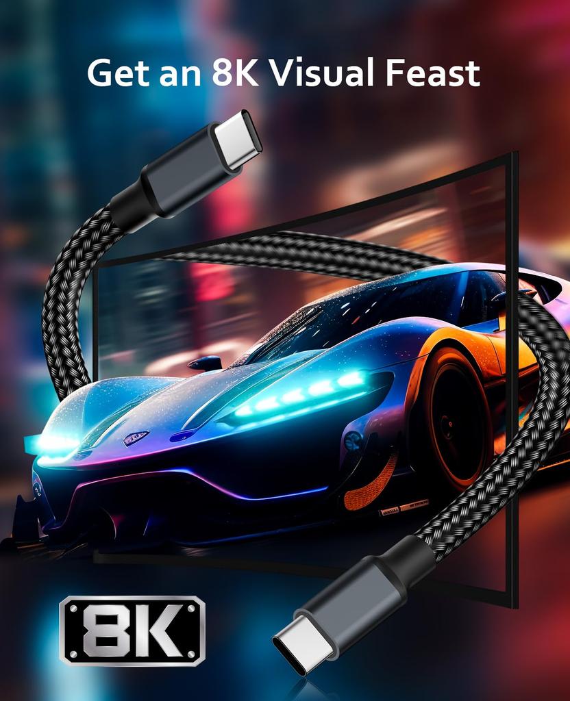 Magtame-Kabel, magnetisches automatisches Speicherkabel, schnelles Ladekabel mit Videoausgang, Gen2x2, kompatibel mit Docking USB4.0 Typ-C, 100 W/5 A, 4 K/8 K/60 Hz