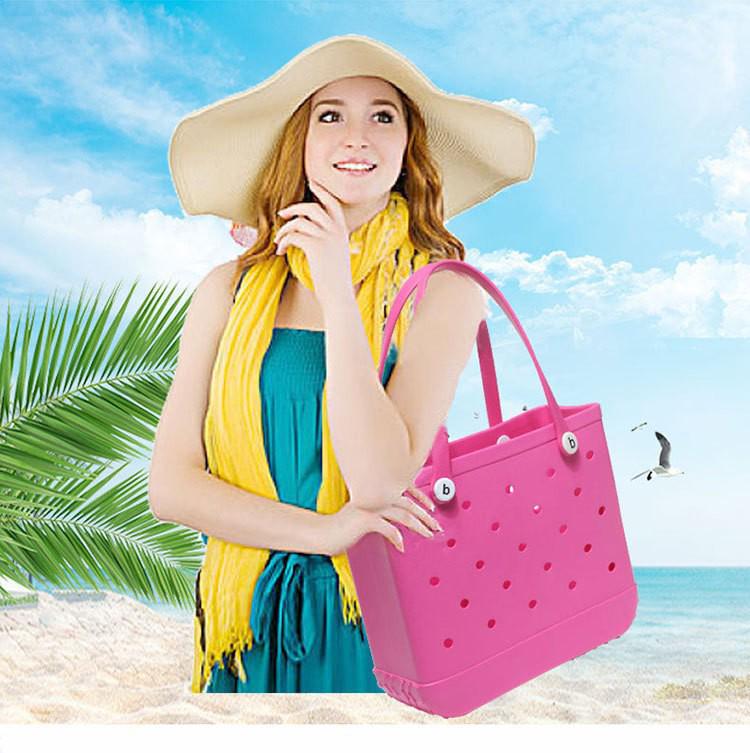 EVA Waterproof Beach Bag - Large Capacity, Easy-Clean, Outdoor Swim Tote with Holes