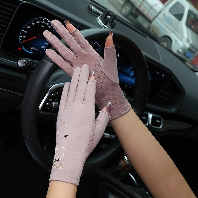 

Женские солнцезащитные хлопковые перчатки, женские летние солнцезащитные перчатки, велоспорт, вождение, бег, тонкие варежки с защитой от ультрафиолета