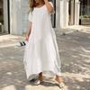 JPNTKY Fashion Summer Spring Solid Color Print Short Sleeve Casual Dresses