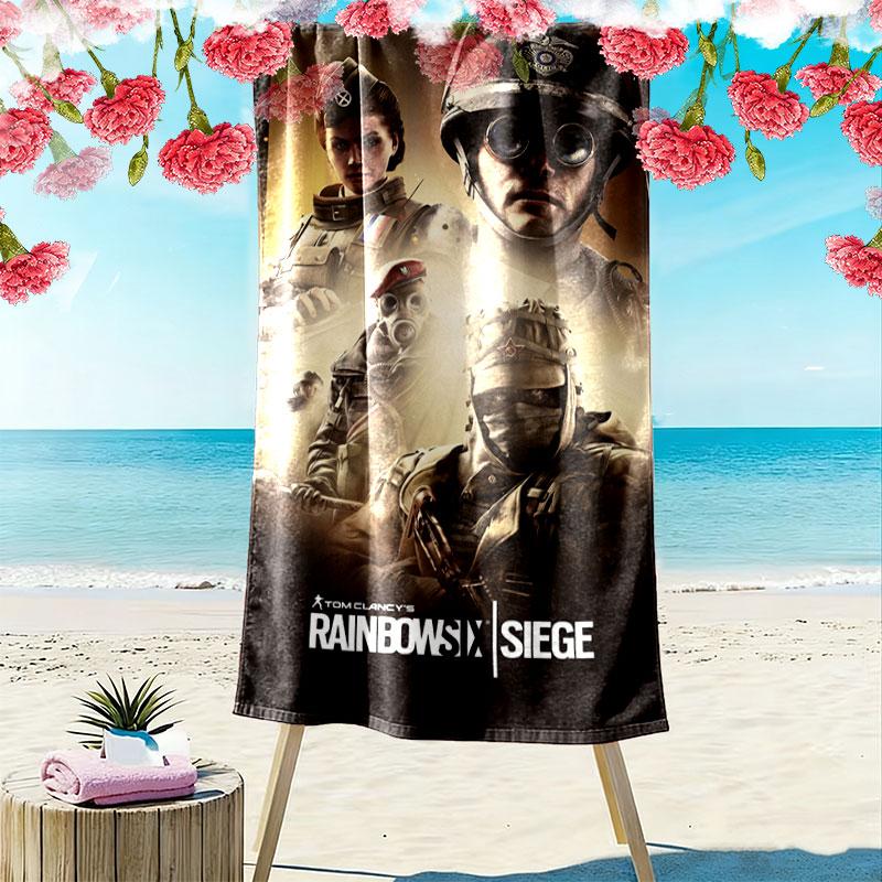 R6S Print Beach Towel, Large Soft Quick Dry Towel for Beach Camping Swimming