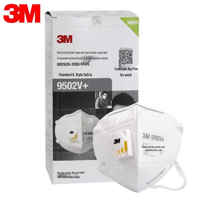 3M 9502V+ KN95 Particulate Respirator Mask with Valve (25 Pack)