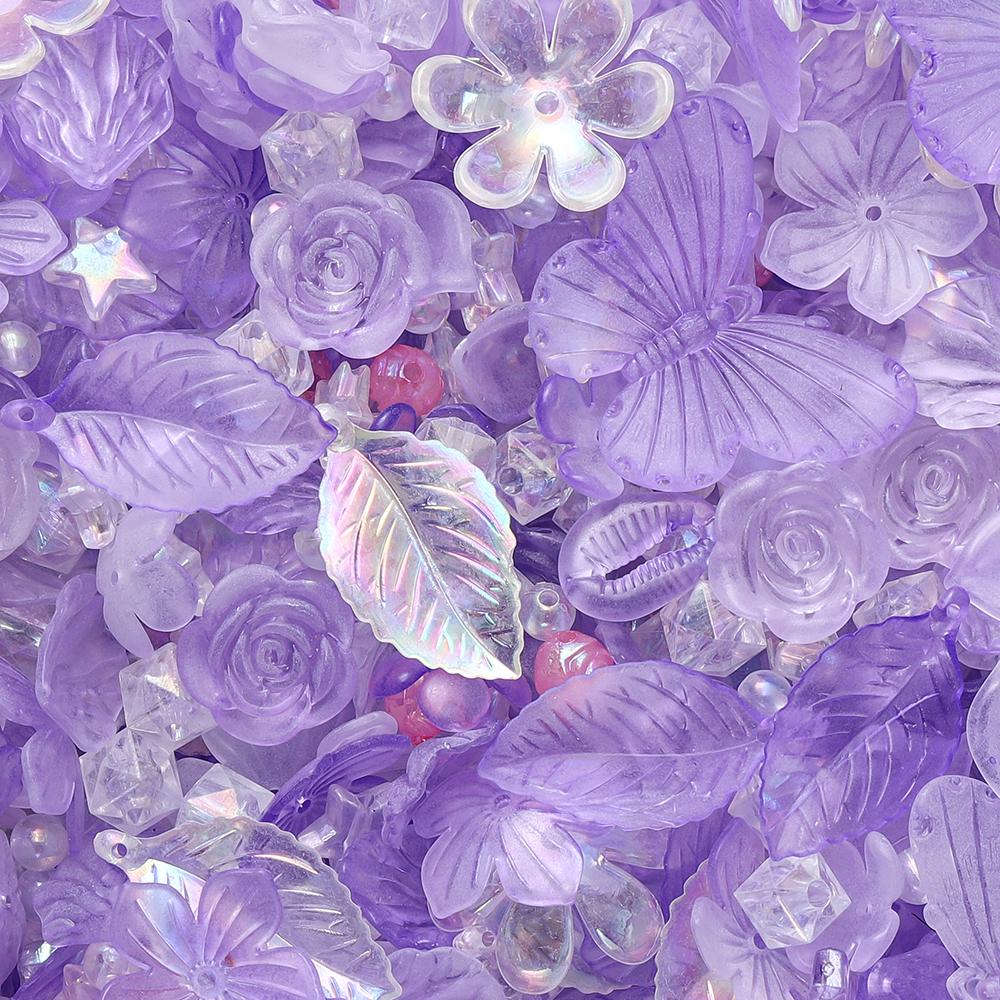 20g/Lotto Perline Miste Foglie Fiori Farfalla Perline Distanziatrici Acriliche per Creazione Gioielli Braccialetti Fai da Te Accessori Forniture