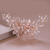 Trendy Rose Gold Rhinestone Wedding Hair Combs Hair Accessories for Bridal Crystal Headpiece Hair Ornaments Wedding Hair Jewelry