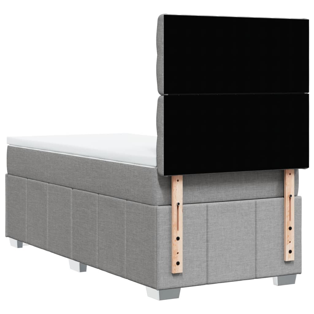 Box Spring Bed with Mattress Light Grey 80 x 200 cm Fabric