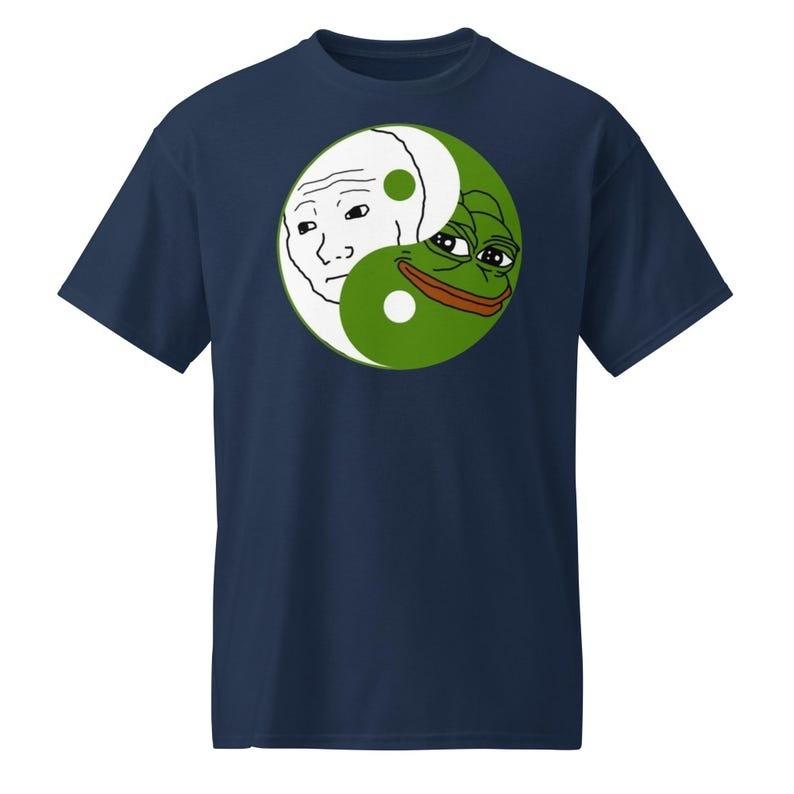 Funny Pepe The Frog and Wojak Yin Yang Meme Print T-shirt Summer Fashion Casual Comfortable Soft Cotton Unisex Tees Streetwear