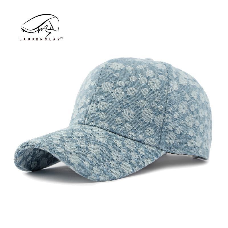 

Fashion denim hat women s casual versatile cap personalized jacquard small floral hardtop baseball cap tide Adjustable світло-синій колір