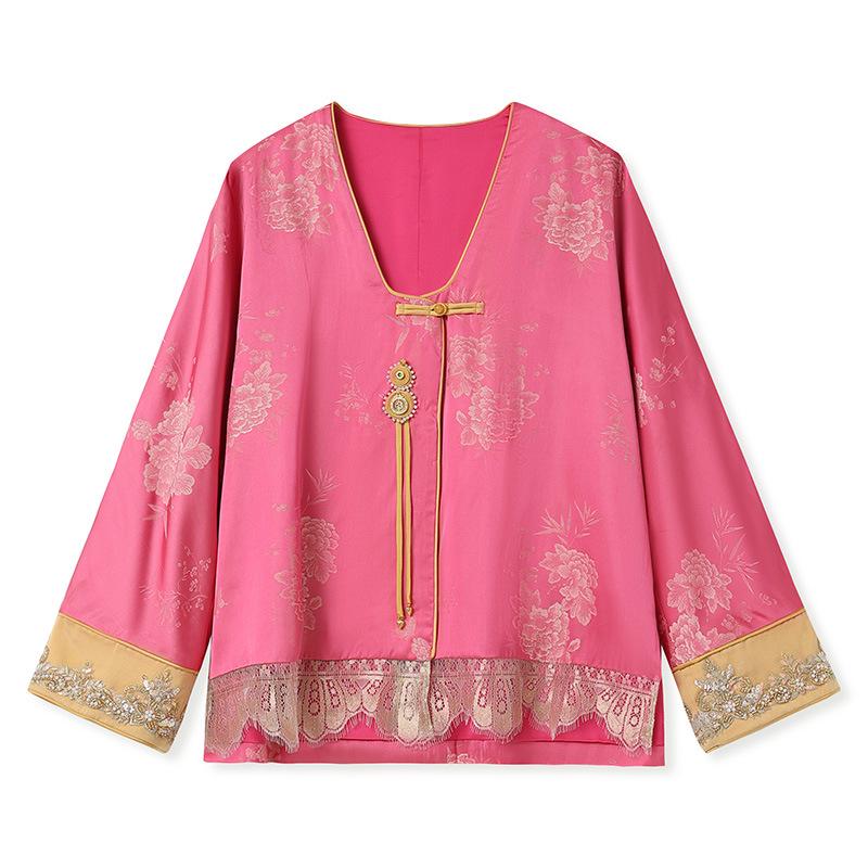 Elegant Chinese National Style Women's Spring Embroidered Top and Skirt Set