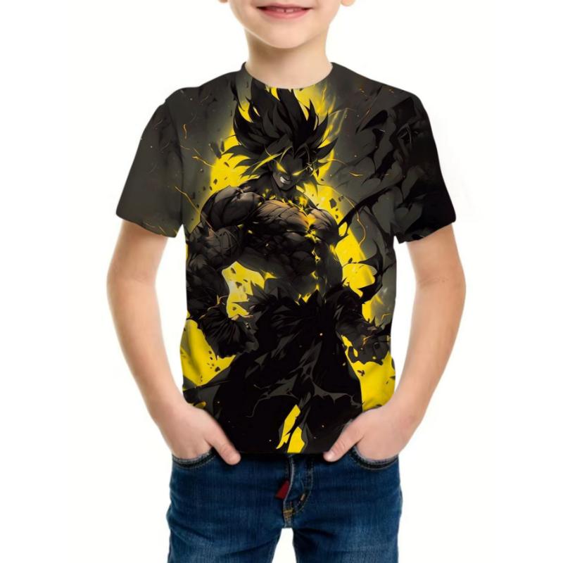 

Boy s Anime Wukong Dragonball Graphic T-shirt, Casual Slightly Stretch Breathable Slim Fit Tee Kid s Clothing for Summer Outdoor 160