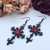 Edgy Gothic Punk Cross Earrings Punk Gothic Cross Earrings Crystal Red Diamond